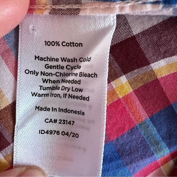 Talbots XL Plaid Cotton Long Sleeve Button Front Blouse - Picture 7 of 7